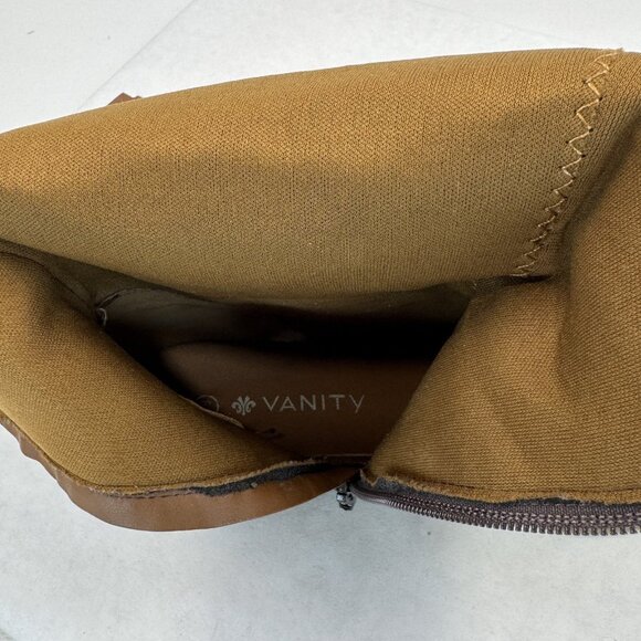 Vanity Womens Size 6.5 Brown Knee High Riding Boots Faux Leather Buckle Zipper - Picture 7 of 14